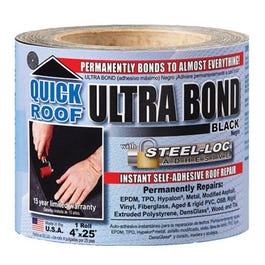 Ultra Bond Roof Repair, Self-Adhesive, Black, 4-In. x 25-Ft.