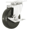 Rubber Wheel Swivel Plate Caster, Side Brake, 5-In.