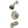 Tub & Shower Faucet + Showerhead, Pressure-Balancing, Single Metal Lever, Brushed Nickel