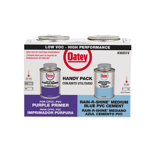 Oatey® Rain-R-Shine® Medium Blue PVC Cement & Primer Handy Pack