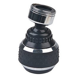 Spray Faucet Aerator, Dual Thread, Double Swivel, Chrome & Black