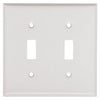 Steel Wall Plate, 2-Gang, 2-Toggle Opening, White