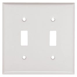 Steel Wall Plate, 2-Gang, 2-Toggle Opening, White