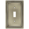 Toggle Wall Plate, 1-Gang, Beaded, Brushed Pewter Zinc