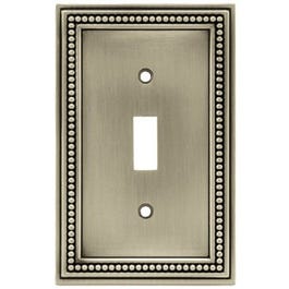 Toggle Wall Plate, 1-Gang, Beaded, Brushed Pewter Zinc