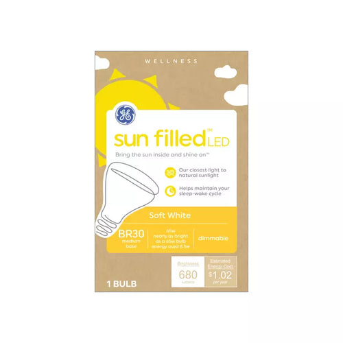 GE Sun Filled LED 65 Watt Replacement, Soft White, BR30 Indoor Floodlight Bulbs