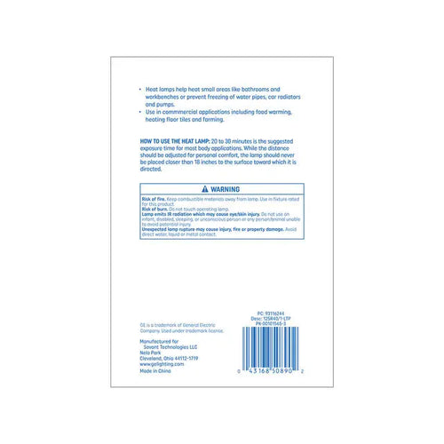 GE Incandescent 125 Watt Soft White BR40 Heat Lamp Bulb 1 Pack