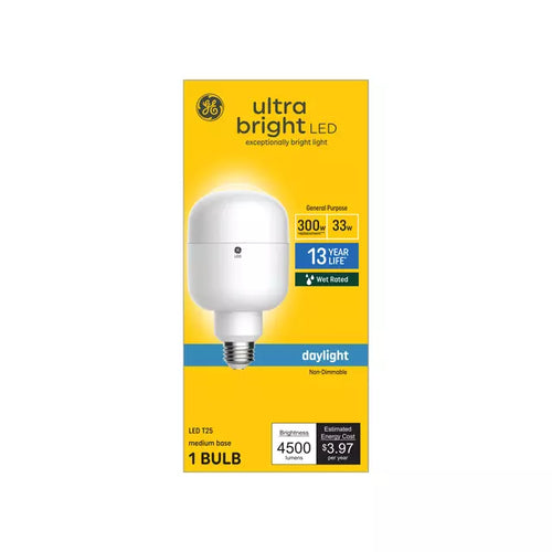 GE Ultra Bright LED 300 Watt Replacement Daylight T25 General Purpose Bulb