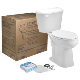 Complete Toilet-To-Go Kit, Low-Flow, White, Elongated Bowl