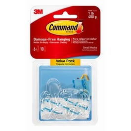 Hooks Value Pack, Small, Clear, 6-Pk.