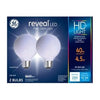 LED Reveal Globe Light Bulbs, G25, Frosted Pure White, 290 Lumens, 4.5-Watts, 2-Pk.