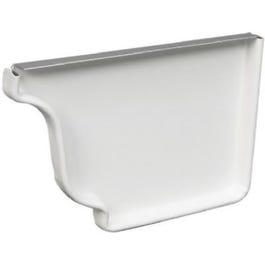 Gutter End Cap, Right, White Aluminum, 5-In.