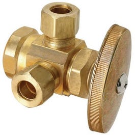 Brass Dual Outlet Stop Valve, 1/2 x 3/8 x 3/8-In.