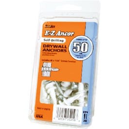 Drywall Anchors, Self-Drilling, Plastic, #50, 20-Pk.