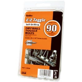 Drywall Toggle Bolts, Self-Drilling, #90, 25-Pk.