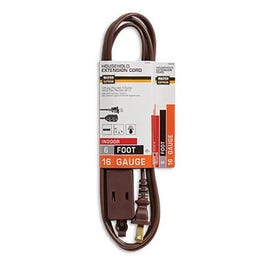 Extension Cord, 16/2 SPT-2, Brown, Polarized Cube Tap, 6-Ft.