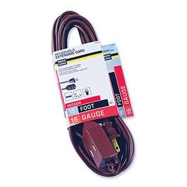 Extension Cord,  16/2 SPT-2 Polarized Cube Tap, Brown, 15-Ft.