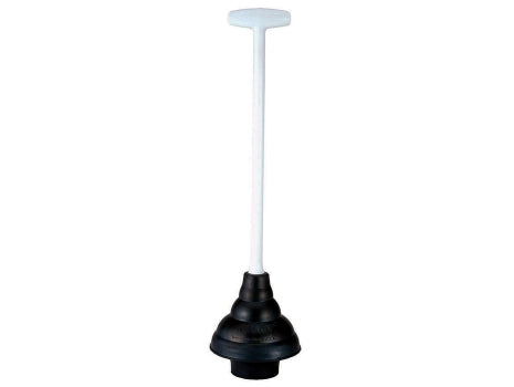 Korky Black Toilet Plunger with White Plastic Handle