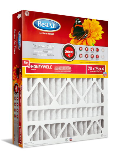 BestAir® 20 x 25 x 4 in. Air Cleaning Furnace Filter, MERV 11, Removes Allergens & Contaminants, For Honeywell Models