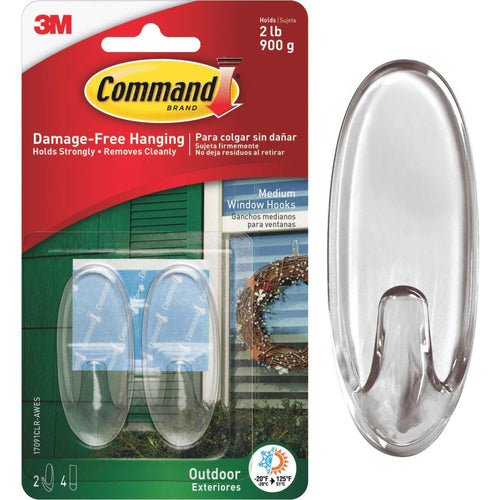Command Medium Adhesive Outdoor Window Hook (2-Pack)
