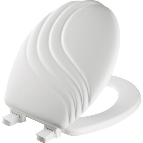 Mayfair Round Closed Front Designer Sculptured Swirl White Wood Toilet Seat