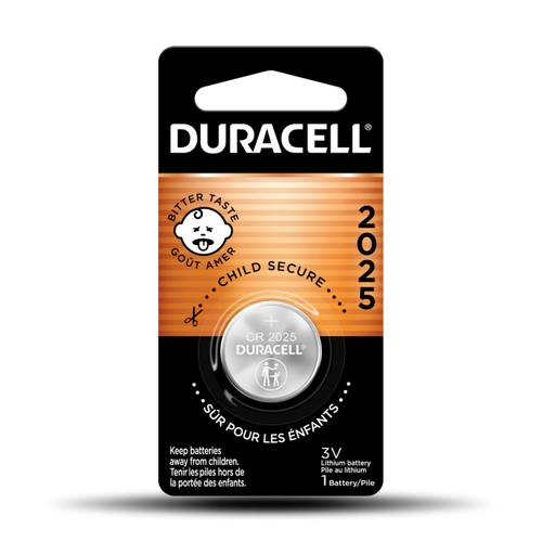 Duracell CR 2025 Lithium Coin Battery with Bitter Coating